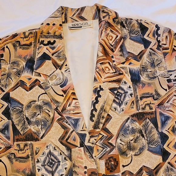 BRIGGS NY long length one button close patterned blazer jacket - Picture 4 of 12